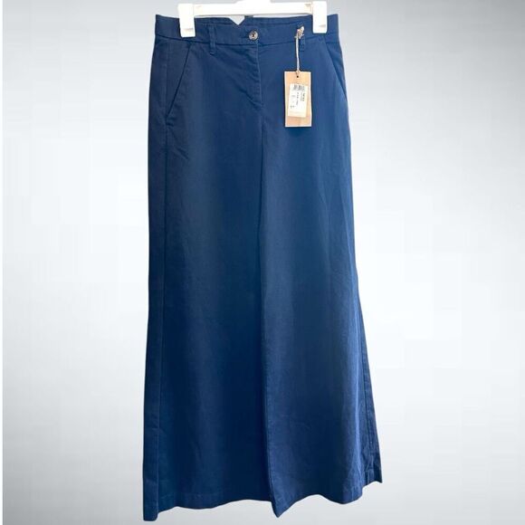 Made in Italy Dixie Denim Collection Extra Wide Leg Cotton Trousers Pants in Nig - Picture 1 of 8